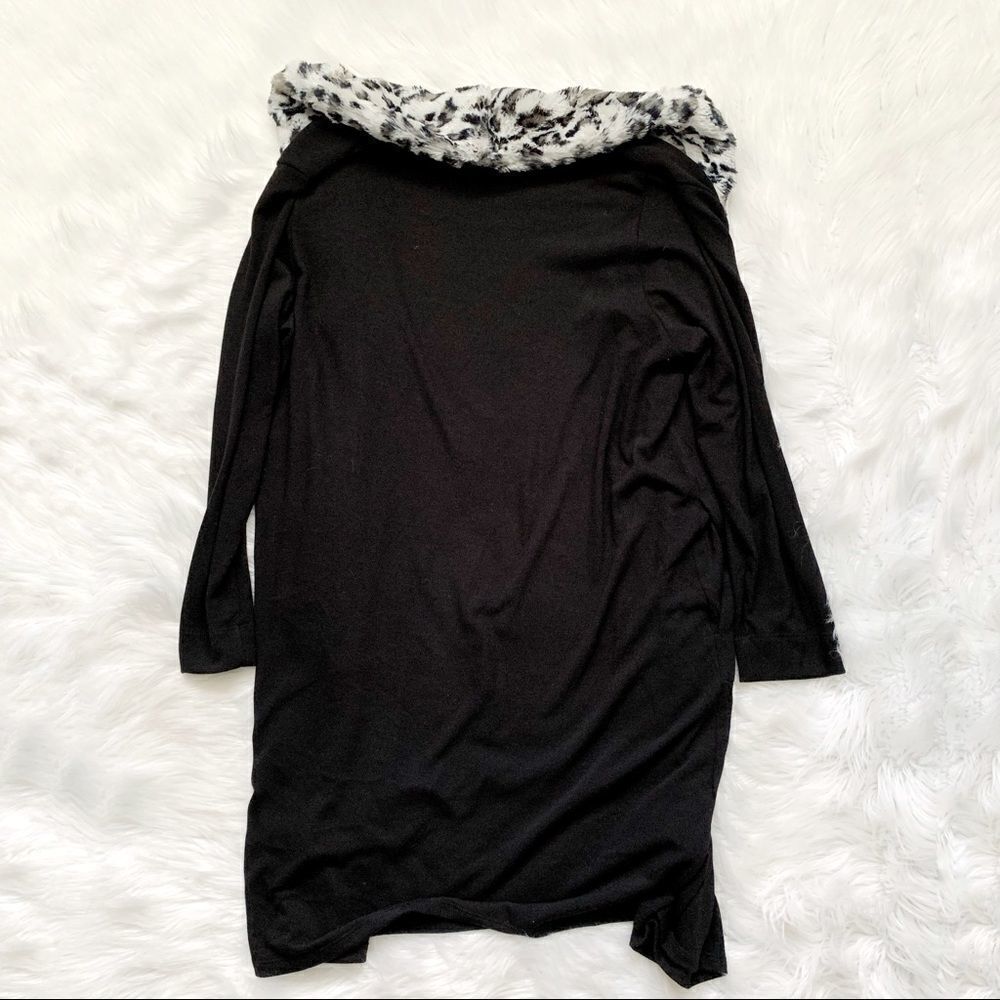 KAREN KANE Faux Fur Collar Long Cardigan. - Picture 5 of 6